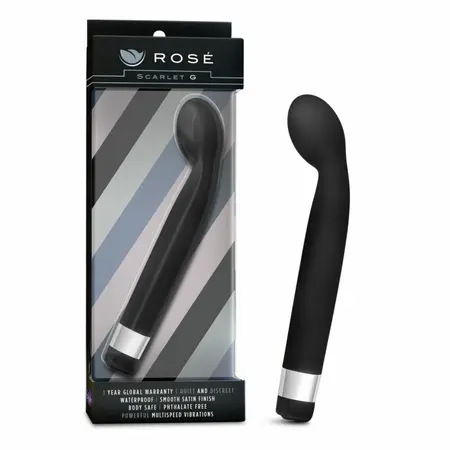 Rose Scarlet G Black ergonomski vibrator za G tačku sa satenskim finišom