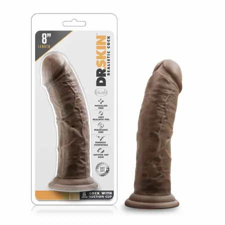 Blush Dr. Skin 8'' Intimate Model with Suction Base - Chocolate Brown