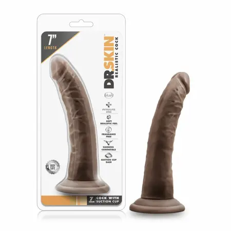 Blush Dr. Skin 7'' anatomski dildo sa vakuum postoljem, mekani PVC u bež boji