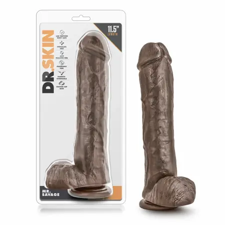 Dr. Skin Mr. Savage intimna igračka sa vakuumskom bazom 29 cm čokolada