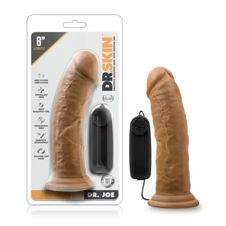 Blush Dr. Skin Dr. Joe 8'' Vibrating Model with Suction Cup Mocha