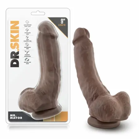 Dr. Skin Mr. Mayor 9'' Chocolate intimni model sa vakuumskim postoljem