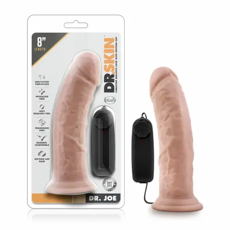 Blush Dr. Skin Dr. Joe vibrirajući dildo od 8 inča sa vakuum postoljem u boji vanile