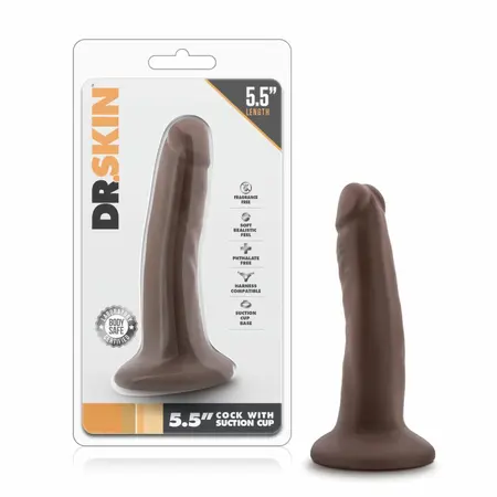 Blush Dr. Skin Model 5.5” Chocolate - Compact Intimate Accessory with Suction Mount