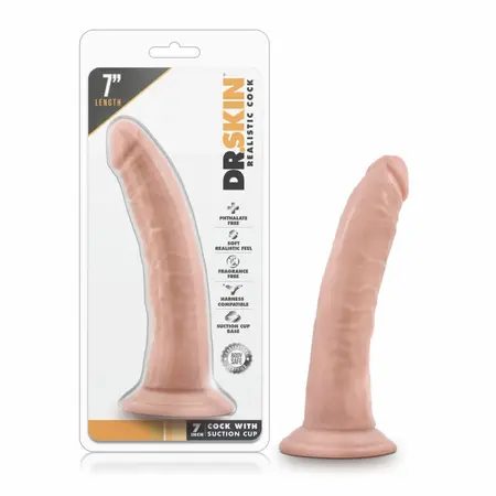 Dr. Skin Vanilla anatomski dildo od 18 cm sa vakuum postoljem, PVC