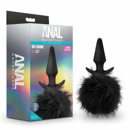 Blush Anal Adventures Platinum Rabbit Tail silikonski analni čep crni S