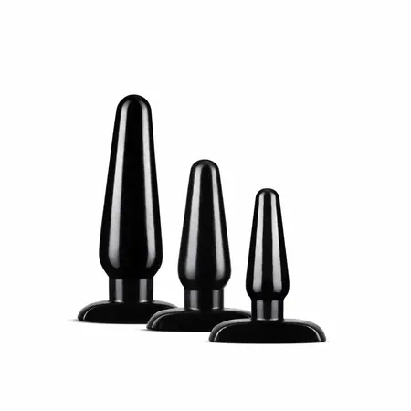 Blush Novelties Anal Adventures Basic Plug Kit set od 3 analna čepa crni, različite veličine