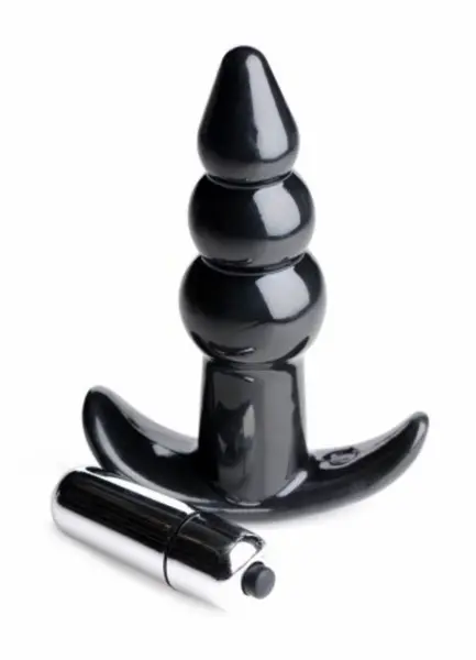 Bubbly Vibrating Plug Black - Multi-Speed, Waterproof, Ribbed Design