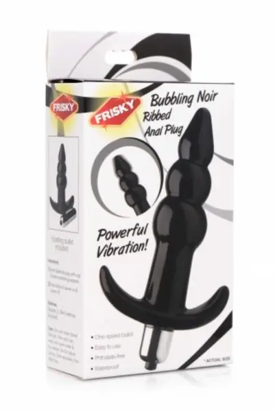 Bubbly Vibrating Plug Black - Multi-Speed, Waterproof, Ribbed Design