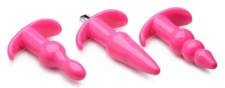 XR Brands Thrill Trio set od 3 vibrirajuća analna čepa roze vodootporni