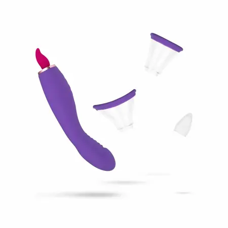 EasyToys intimni vakuumski sistem i dvostrani vibrator, ljubičasti, USB