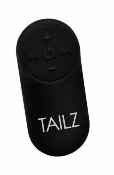 XR Brands Tailz Vibrating Plug with White Faux Fox Tail, Silicone, Remote