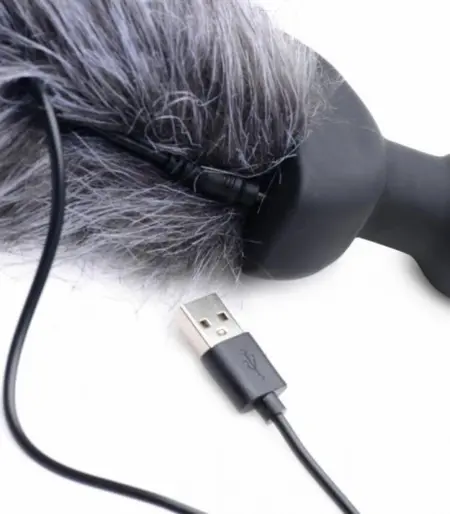 XR Brands Tailz vibrirajući analni čep sa lisičjim repom silikonski na daljinsko upravljanje crni