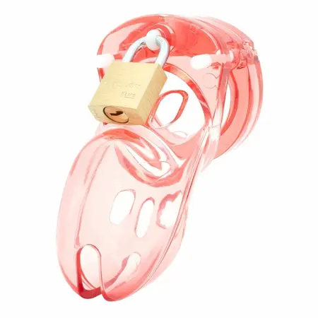 CB-3000 Red 37 mm Male Chastity System, Medical Polycarbonate, Adjustable