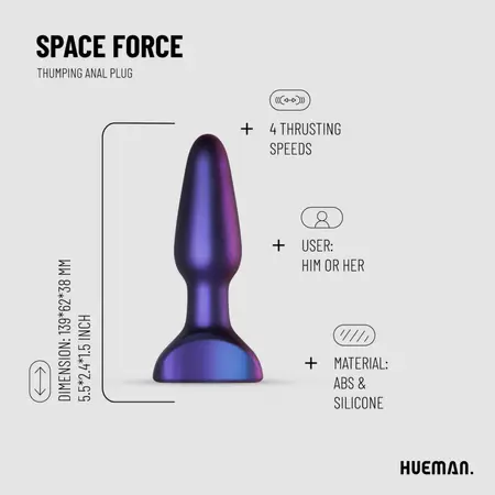 Hueman Space Force vodootporni silikonski plug sa vibracijom i potiskivanjem