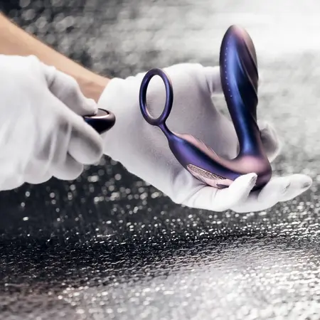 Hueman Black Hole analni vibrator i potporni prsten, 10 modova, silikon