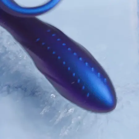 Hueman Black Hole analni vibrator i potporni prsten, 10 modova, silikon