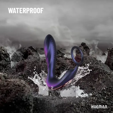 Hueman Black Hole analni vibrator i potporni prsten, 10 modova, silikon