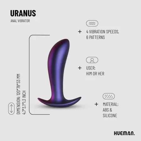 Hueman Uranus bežični silikonski masažer za prostatu sa 10 modova rada u crnoj boji