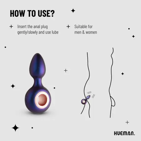 Hueman Deep Space vibrirajući silikonski čep sa 10 modova crni