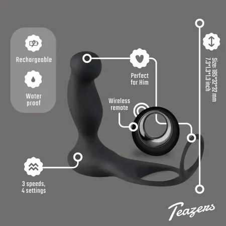 Teazers vibrirajući intimni sistem za prostatu sa dvostrukim prstenovima i daljinskim upravljačem