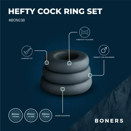 Boners Silicone Ring Set Large - Flexible 3-Piece Anatomical System