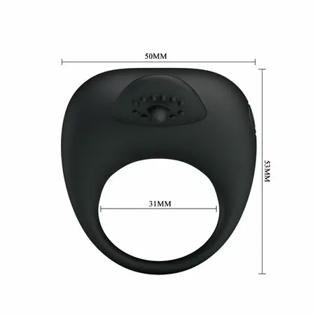 Pretty Love Vibrating Intimate Ring with Stimulating Tongue - Silicone, Black