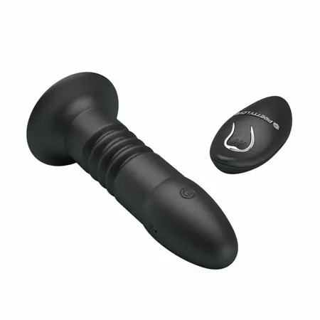 Magic Jingers silikonski vibrirajući i potiskujući plug sa daljinskim upravljačem, crni