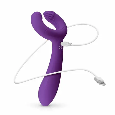 EasyToys vibrator za parove Purple sa dva motora, fleksibilnim prstenom i telom