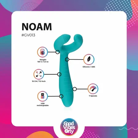Noam dvostrani punjivi intimni stimulator za parove, vodootporan, crni