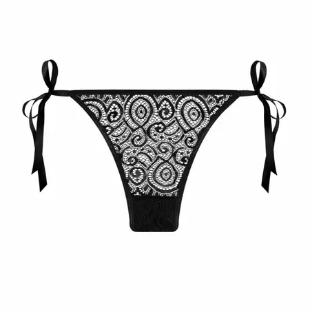 Underneath Luna Lace Panties with Adjustable Ribbon Sides Black