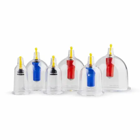EasyToys vakuumski set za masažu tela, komplet od 6 čaša sa ručnom pumpicom u više veličina