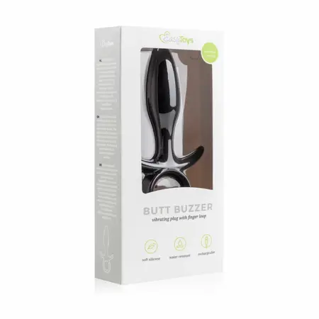 EasyToys Butt Buzzer Silikonski intimni uređaj 10-modni Crni Punjiv