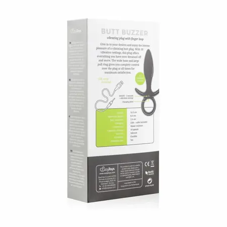 EasyToys Butt Buzzer Silikonski intimni uređaj 10-modni Crni Punjiv