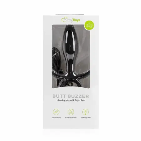 EasyToys Butt Buzzer Silikonski intimni uređaj 10-modni Crni Punjiv