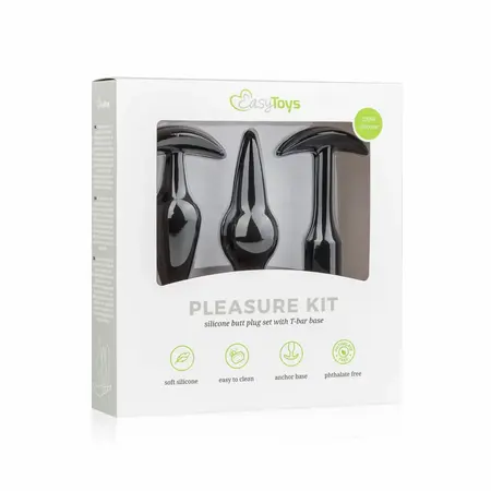 EasyToys silikonski set analnih čepova, komplet za postepeno povećanje, crni