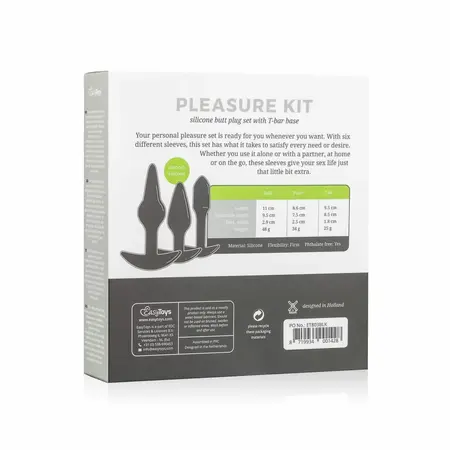 EasyToys silikonski set analnih čepova, komplet za postepeno povećanje, crni