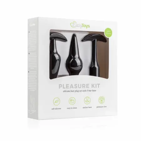 EasyToys silikonski set analnih čepova, komplet za postepeno povećanje, crni