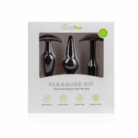EasyToys silikonski set analnih čepova, komplet za postepeno povećanje, crni