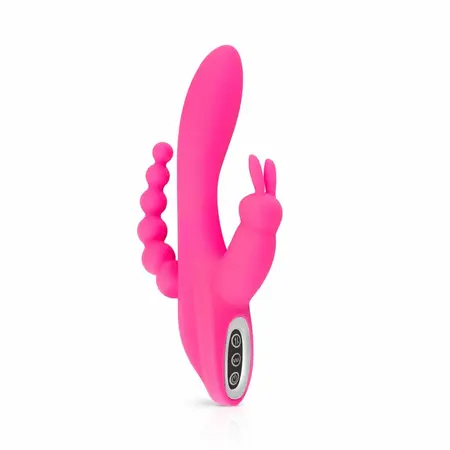 EasyToys Double Rabbit vodootporni intimni masažer roze boje dužine 21 cm sa USB punjenjem