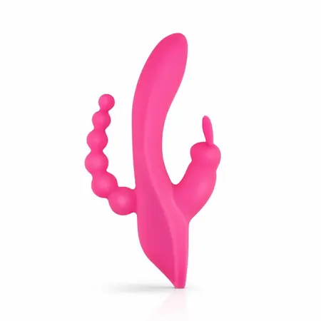 EasyToys Double Rabbit vodootporni intimni masažer roze boje dužine 21 cm sa USB punjenjem