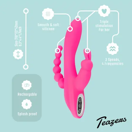 EasyToys Double Rabbit vodootporni intimni masažer roze boje dužine 21 cm sa USB punjenjem