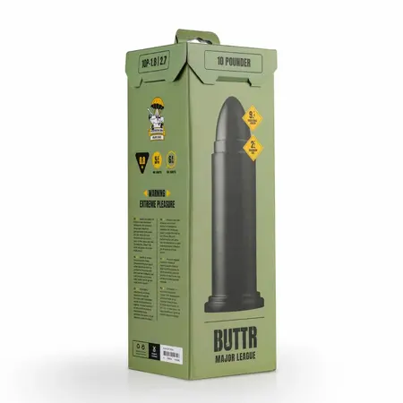 BUTTR 10 Pounder XXL analni čep napredni model, mekani silikon, crni