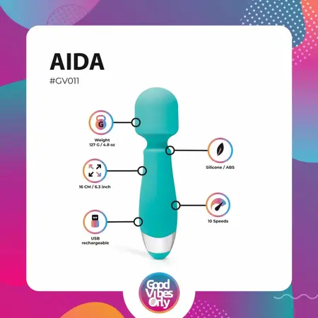 Aida Compact Wand masažer sa 10 modova vibracije, vodootporan i punjiv preko USB-a