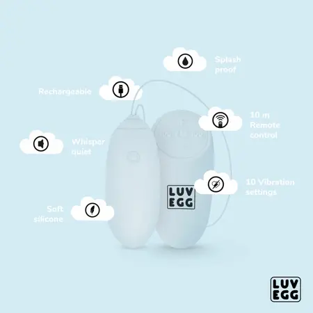 LUV EGG Blue silikonsko intimno jaje na daljinsko upravljanje, 12 modova, vodootporno