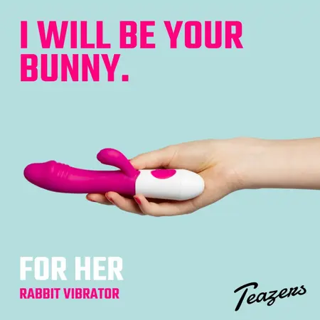 Teazers Pink silikonski rabbit vibrator sa dvostrukom stimulacijom, 10 modova vibracije, vodootporan
