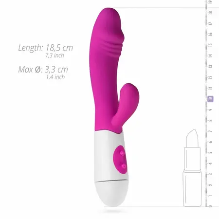 Teazers Pink silikonski rabbit vibrator sa dvostrukom stimulacijom, 10 modova vibracije, vodootporan