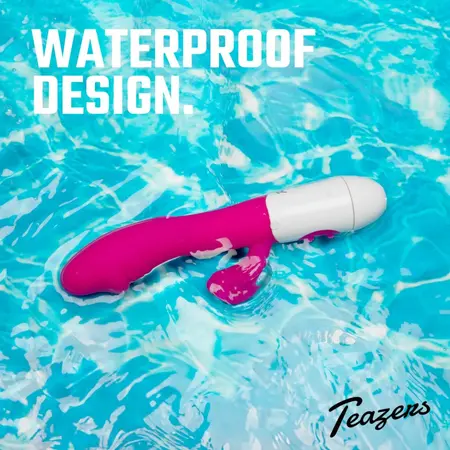 Teazers Pink silikonski rabbit vibrator sa dvostrukom stimulacijom, 10 modova vibracije, vodootporan