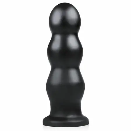 BUTTR Tactical III Veliki rebrasti intimni plug sa ravnom vakuum bazom Crni