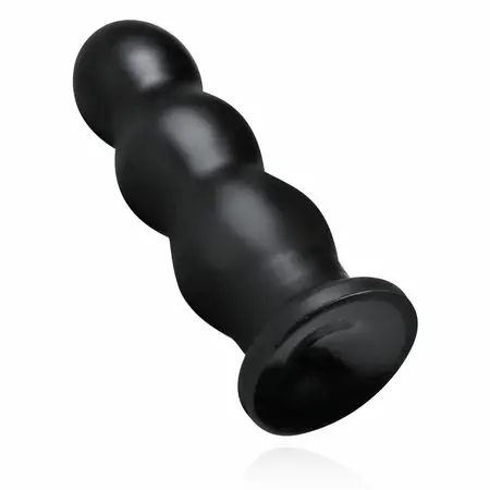 BUTTR Tactical III Veliki rebrasti intimni plug sa ravnom vakuum bazom Crni